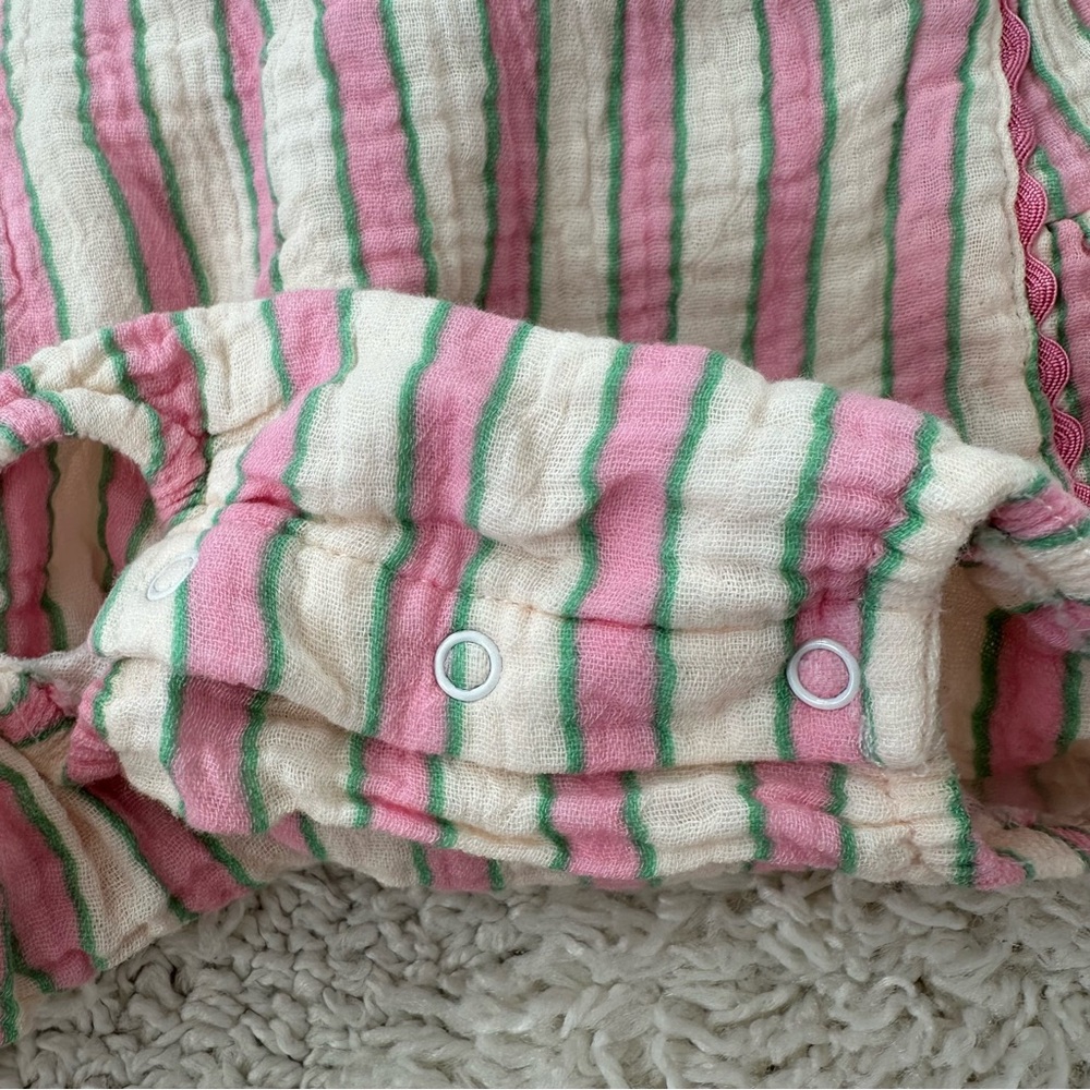 Angel Dear Ric-Rac Ruffle Sunsuit - Candy Stripe - Picture 3 of 6